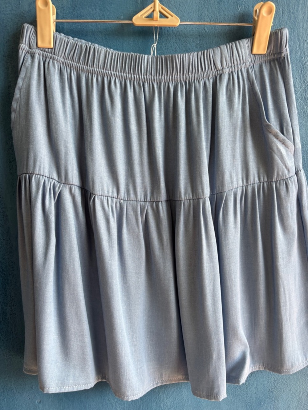 Hera Collection Light Blue Tiered Mini Skirt